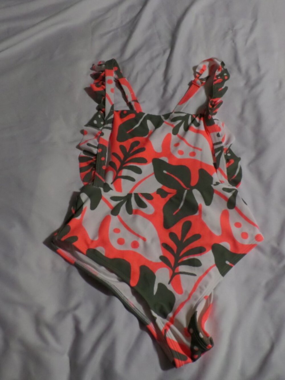 Aerie Coral & Green Floral Print One Piece Swimsuit – Size M